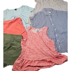 Lot of 6 sz Large mixed brands summer lot shorts top tank career casual bundle